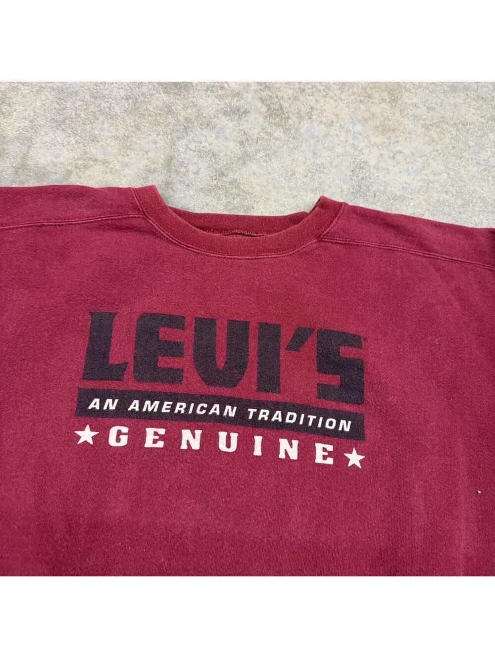 vintage levis an american tradition burgandy made in usa crewneck size large - Picture 3 of 6
